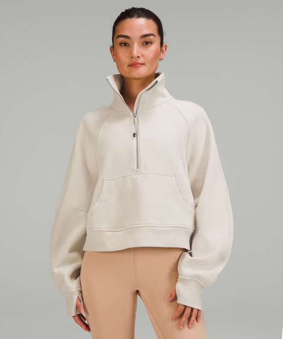 Lululemon Tops - Lululemon Scuba Oversized Funnel Neck Half Zip Sweatshirt Natural Ivory XS / S